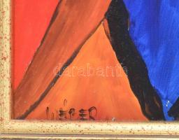 Wéber József (1946-2012): Ábránd. Akril, farost, jelzett, felületi sérülésekkel. Dekoratív keretben ...