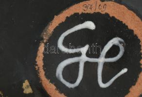 Gorka Lívia (1925-2011): Tálka. Mázas kerámia Jelzett, hibátlan 18x13 cm