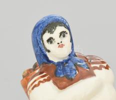 Gorka Géza (1895-1971): Kis Erzsi figura. Keramos Rt .Nógrádverőce. Mázas kerámia, kézzel festett, j...