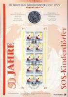 Németország 1999. 10M Ag "SOS-Gyermekfalvak" + 10M Ag "Goethe" nagyalakú emlékíveken egy-egy bélyeg-kisívvel, elsőnapi bélyegzőkkel, ismertetővel T:BU