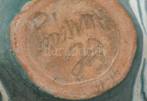 Gorka Lívia (1925-2011): Váza. Mázas kerámia, kézzel festett Jelzett, hibátlan d: 11 , m: 8 cm