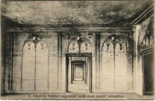 Nagysáros, Velky Saris; II. Rákóczi Ferenc kastély emeleti lakosztálya, belső. Holénia Béla kiadása, Divald / castle interior