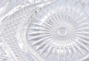 Kristály kínáló tál, Csiszolt, hibátlan d: 29 cm