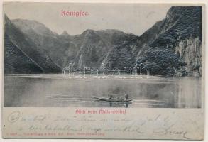 1902 Königsee, Blick vom Malerrwinkel / lake, boat. Emb. (Rb)