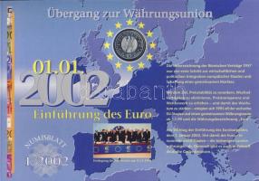 Németország 2002. 10€ Ag "Az Euro bevezetése" nagyalakú emlékíven elsőnapi bélye...
