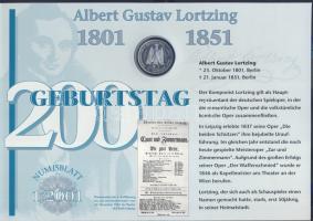 Németország 2001. 10M Ag "Albert Gustav Lortzing" nagyalakú emlékíven elsőnapi bélyegzős bélyeg-kisívvel, ismertetővel T:BU