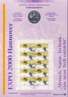 Németország 2000. 10M Ag "EXPO 2000 - Hannover" nagyalakú emlékíven elsőnapi bélyegzős bélyeg-kisívvel T:BU