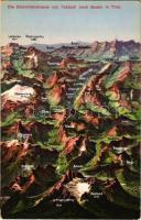 Tirol, Die Dolomitenstrasse von Toblach nach Bozen / Tirol, Dolomite road map