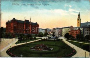 Szczecin, Stettin; Neues Rathaus u. Grüne Schanze / new town hall, park