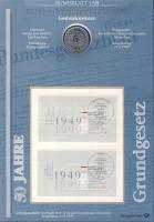 Németország 1999. 10M Ag "50 éve alapították az NSZK-t" nagyalakú emlékíven 2 db bélyegblokkal, elsőnapi bélyegzővel T:BU