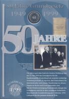 Németország 1999. 10M Ag "50 éve alapították az NSZK-t" nagyalakú emlékíven 2 db bélyegblo...