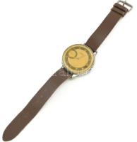 Doxa zsebóra beépítés. Kézi felhúzós, elszíneződött plexi. d: 4 cm