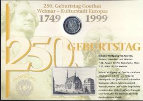Németország 1999. 10M Ag "Goethe" nagyalakú emlékíven elsőnapi bélyegzős bélyeg-kisívvel T...