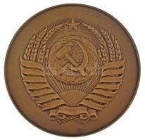 Szovjetunió ~1958-1960. A Szovjetunió Legfelsőbb Tanácsa bronz emlékérem eredeti dísztokban (75mm) T:UNC patina Soviet Union ~1958-1960. Supreme Council of the Soviet Union bronze commemorative medallion in original case (75mm) C:UNC patina