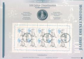 Németország 1997. 10M Ag "100 éves a dízelmotor" nagyalakú emlékíven elsőnapi bélyegzős bé...