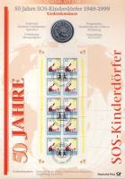 Németország 1999. 10M Ag "SOS-Gyermekfalvak" + 10M Ag "Goethe - Weimar" nagyalakú emlékíveken egy-egy bélyeg-kisívvel, elsőnapi bélyegzőkkel, ismertetővel T:BU