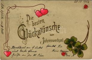 1902 Die besten Glückwünsche zum Jahreswechsel / Boldog új évet! lóhere / New Year, clover Emb. litho (Rb)