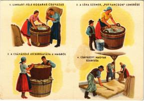 Linhart-féle kosaras csávázás. A léha szemek, "puffancsok" lemérése. A csávázólé lecsurgatása a magról. Csávázott magvak szárítása. Klösz György és Fia / Hungarian agricultural propaganda, seed treatment (fl)
