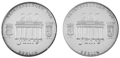 Németország 1991. "A Brandenburgi kapu 200. évfordulója 1791-1991" jelzett Ag emlékérem pá...
