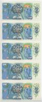 Csehszlovákia 1988. 20K (5x) sorszámkövetők és egyugrású sorszámokkal "E 22 380527 - E 22 38053...