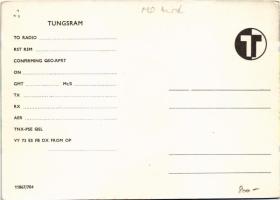 Tungsram reklám QSL rádióamatőr lapon / Hungarian light bulb advertisement QSL card (EK)