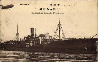 MEINAM Paquebot Rapide Francais / French cargo steamship (airship in the background) (fl)