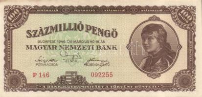 1946. 100.000.000P (2x) egymásutáni sorszámokkal T:I,I-