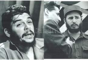 cca 1959 Fidel Castro és Che Guevara, Alberto Korda felvételei, Kotnyek Antal (1921-1990) budapesti fotóriporter hagyatékából 2 db modern nagyítás, jelzés nélkül, (Kotnyek Antal készítette a Magyarországon is bemutatott Kuba című fotó- és dokumentumkiállítás fotóanyagát), 21x15 cm