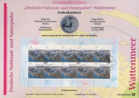 Németország 2004. 10€ Ag "Wattenmeer Nemzeti Park" + 10€ Ag "EU-bővítés" nagyalakú emlékíveken egy-egy bélyeg-kisívvel, elsőnapi bélyegzőkkel, ismertetővel T:BU