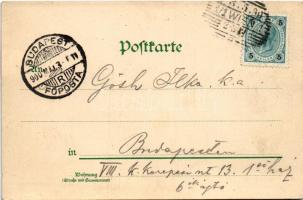 1900 Wien, Vienna, Bécs; Cursalon im Stadtpark, Wetterhäuschen. Art Nouveau, litho