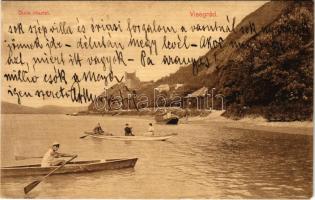 Visegrád, Duna részlet, vár, evezős csónak (EM)