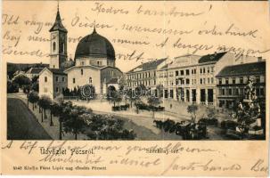 1903 Pécs, Széchenyi tér, templom. Fürst Lipót kiadása (vágott / cut)