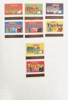 Gyufacímke-gyűjtemény, közel 600 db vegyes gyufacímke, különböző motívumokkal (Turbo rágó, régi rekl...