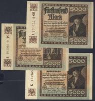 Német 3. Birodalom/Weimari Köztársaság 1922. 5000M (3x) Vj.:Hakensterne T:I-