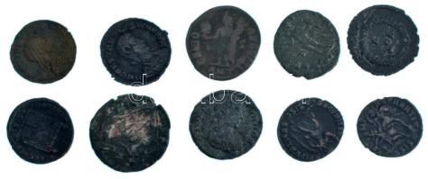 Római Birodalom 10db-os bronz Follis érmetétel T:VF,F Roman Empire 10pcs bronze Follis coin lot C:VF,F.