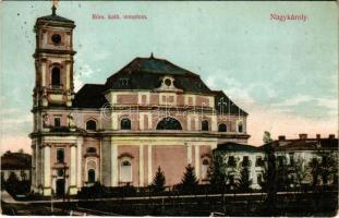 1912 Nagykároly, Carei; Római katolikus templom. Csókás László kiadása / Catholic church (Rb)