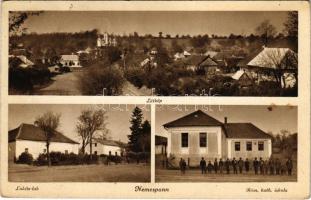 1943 Nemespann, Pana (Nyitra, Nitra); látkép, Lakits lak, Római katolikus iskola. Fogyasztási szövetkezet kiadása / general view, villa, Catholic school (fl)