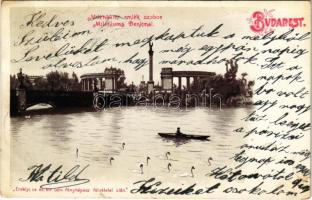 1903 Budapest XIV. Városliget, Millenniumi emlékszobor (Hősök tere). Erdélyi cs. és kir. udvari fényképész felvételei után (fl)