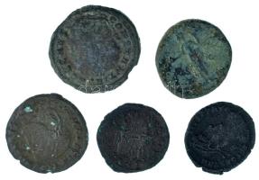 Római Birodalom 5db-os bronz érmetétel, közte Aurelianus, Faustina T:VF,F
Roman Empire 5pcs bronze ...
