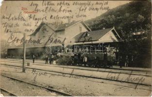 1910 Dés, Dej; pályaudvar, vasútállomás, mozdony. Sztojka László kiadása / railway station, locomotive (EM)