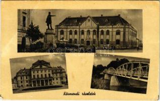 Körmend, Kir. Járásbíróság, Kossuth szobor, Herceg Batthyány kastély, Rába híd. Képzőművészeti Alap (EB)