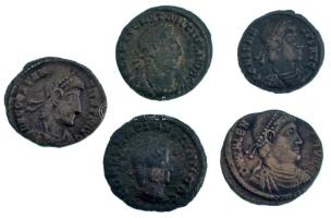 Római Birodalom 5db-os bronz érmetétel T:XF,VF Roman Empire 5pcs bronze coin lot C:XF,VF.