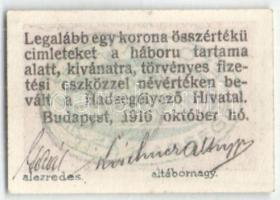 Hadsegélyező Hivatal 1916. 10f T:I