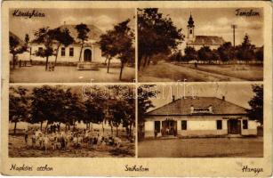 1949 Szihalom, Községháza, Templom, Napközi otthon, Hangya szövetkezet üzlete és saját kiadása (fa)