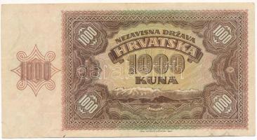 Horvátország / Független Horvát Állam 1941. 1000K "Q" T:F szép papír Independent State of ...