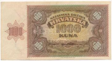 Horvátország / Független Horvát Állam 1941. 1000K "R" T:F szép papír Independent State of ...