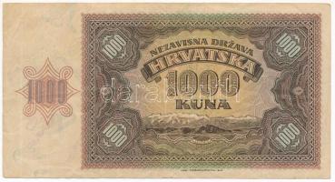Horvátország / Független Horvát Állam 1941. 1000K "N" T:F Independent State of Croatia 194...