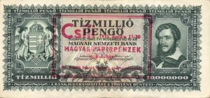 1945-1946. 17klf propaganda/kiállítási szöveggel felülnyomott inflációs bankjegy T:II,II/III,III