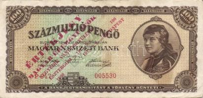 1945-1946. 17klf propaganda/kiállítási szöveggel felülnyomott inflációs bankjegy T:II,II/III,III