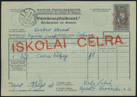 1948 Vámárunyilatkozat iskolai célra kód 3111, tényleges forgalomban felhasználva 1948-ban